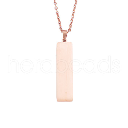 Geometric Mirror Stainless Steel Rectangle Pendant Necklaces LQ6179-3-1