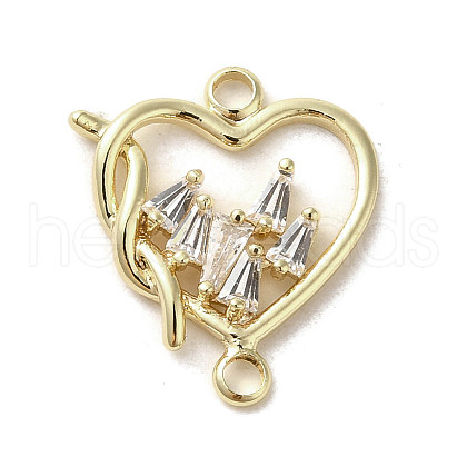 Brass Pave Clear Cubic Zirconia Connector Charms KK-C043-03G-1