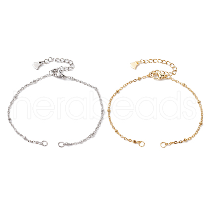 2Pcs 2 Colors 304 Stainless Steel Satellite Chain Bracelet Making AJEW-JB01277-1