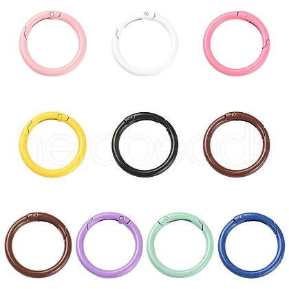 10Pcs Spray Painted Alloy Spring Gate Rings FIND-YW0001-62-1