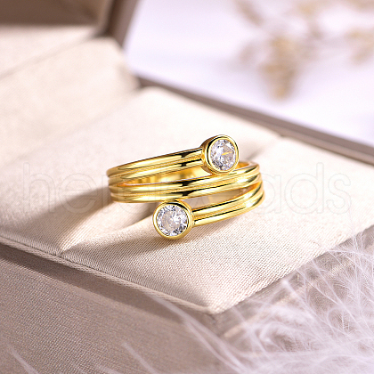 925 Sterling Sliver Pave Cubic Zirconia Geometric Finger Rings CC5596-1-1