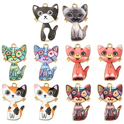 10Pcs Alloy Enamel Pendants ENAM-FS0001-82-1