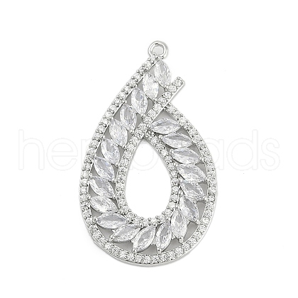 Brass Micro Pave Cubic Zirconia with Glass Pendants KK-Q026-18P-1