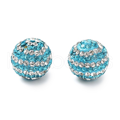 Stripe Pattern Polymer Clay Rhinestone Beads CLAY-NH0001-01D-1