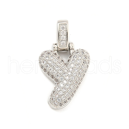 Brass Micro Pave Clear Cubic Zirconia Pendants KK-B099-01P-Y-1