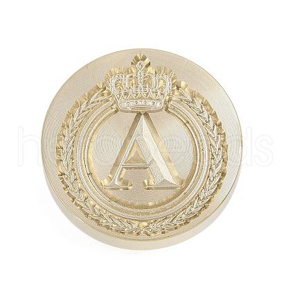 Golden Tone Crown Initial Wax Seal Brass Stamp Heads AJEW-A065-01A-1