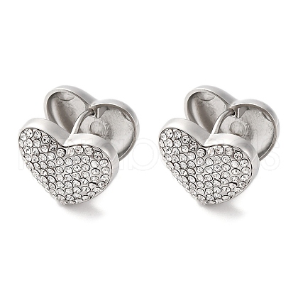 304 Stainless Steel Rhinestone Hoop Earrings for Women EJEW-Z076-04P-05-1
