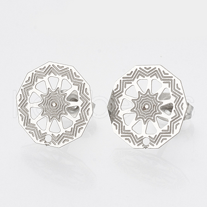 Non-Tarnish 304 Stainless Steel Stud Earring Findings STAS-S079-37B-1