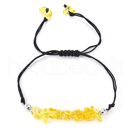 Natural Citrine Braided Bead Bracelets PW-WG14195-07-1