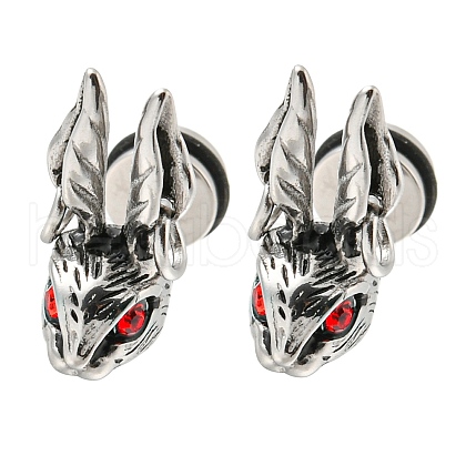 304 Stainless Steel with Rhinestone Stud Earrings EJEW-Z034-02AS-1