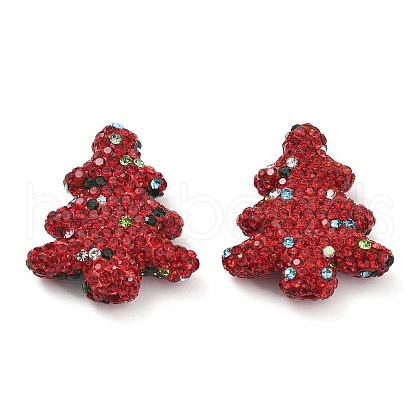 Christmas Tree Polymer Clay Rhinestone Beads CLAY-NH0001-14A-1