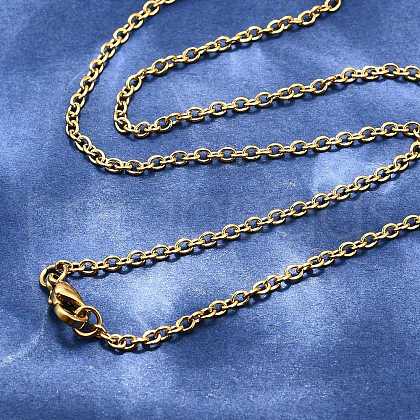304 Stainless Steel Cable Chain Necklace Making STAS-P045-01G-A-1