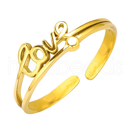 Stylish LOVE Letter Design 304 Stainless Steel Open Cuff Ring for Women YU4373-2-1