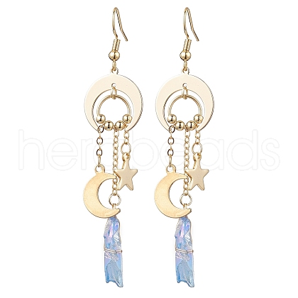 Dyed Natural Quartz Crystal Pendants Earrings EJEW-TA00424-1