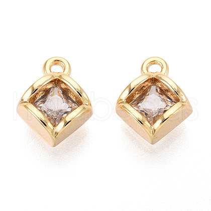 Brass Micro Pave Cubic Zirconia Charms KK-N263-65G-1