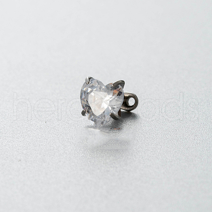 Stainless Steel Cubic Zirconia Heart Dermal Anchor Base/Top for Women Men WGF2D58-06-1