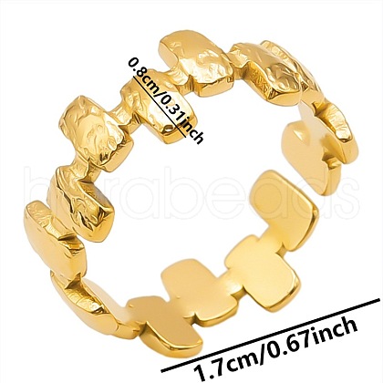 Minimalist Rectangle 304 Stainless Steel Cuff Rings FM9239-2-1