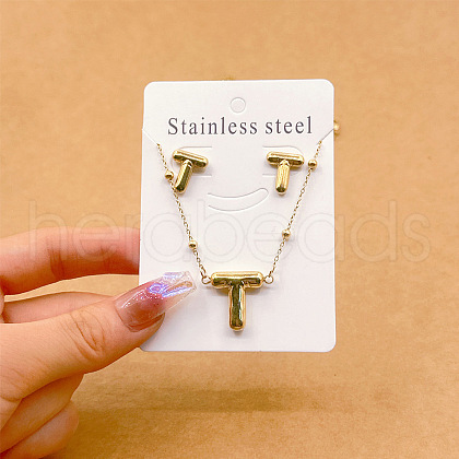 304 Stainless Steel Pendant Necklaces & Stud Earrings Sets FS-WGEB5F1-20-1