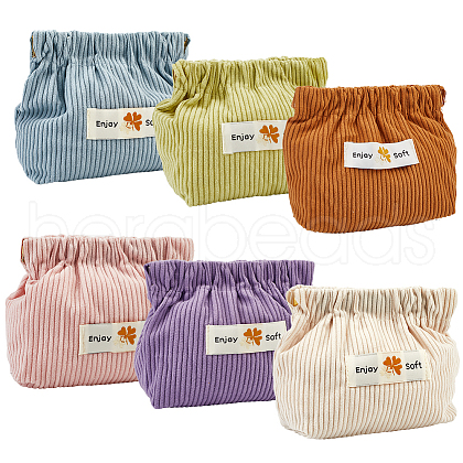 Gorgecraft 6pcs 6 styles Mini Cloth Printed Multipurpose Shrapnel Makeup Bags Change Purse ABAG-GF0001-25-1