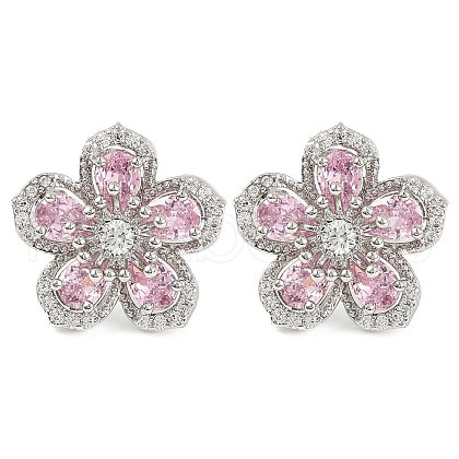 Cubic Zirconia Flower Stud Earrings EJEW-I304-16P-02-1