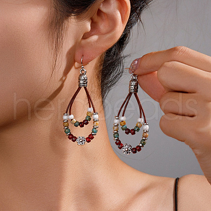 Alloy Synthetic Turquoise Dangle Earrings FS-WG12E90-22-1