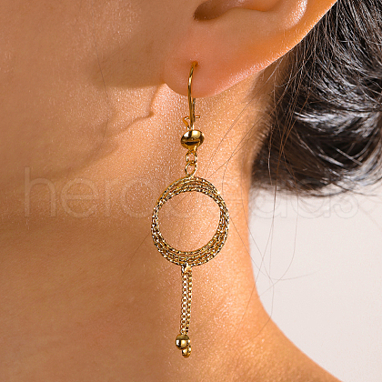 Elegant and Stylish Brass Flat Round Tassel Hoop Earrings IA0853-1