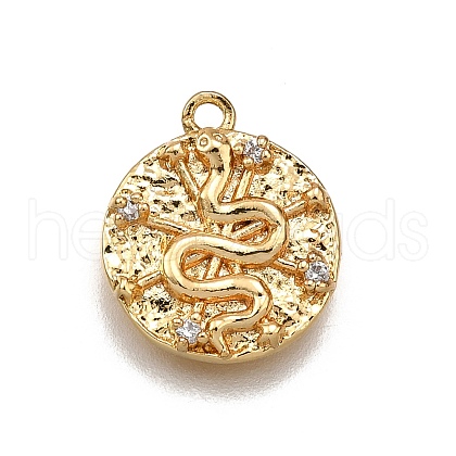 Brass Micro Pave Clear Cubic Zirconia Pendants KK-G530-02G-1