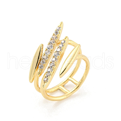 Horse Eye Brass Micro Pave Clear Cubic Zirconia Open Cuff Rings RJEW-G309-16G-1