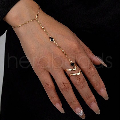 Simple Style 304 Stainless Steel Synthetic Turquoise Ring Bracelets for Women FS-WG7DA0D-03-1