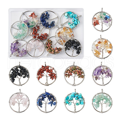 Yilisi 10Pcs 10 Styles Natural & Synthetic Gemstone Pendants G-YS0001-23-1