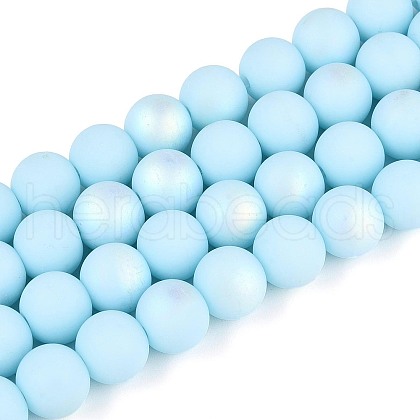 Frosted Opaque Glass Beads Strands GLAA-T032-P10mm-MBB10-1