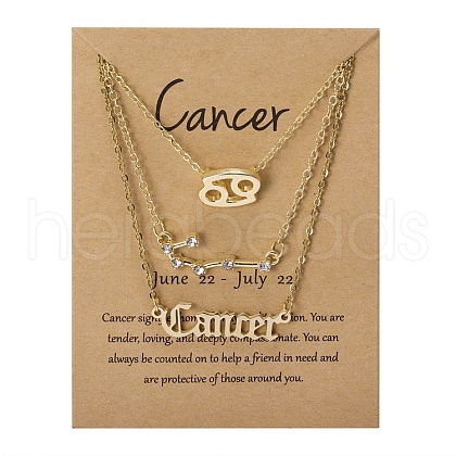 3Pcs 3 Styles Alloy Crystal Rhinestone Constellation Pendant Necklaces Sets WGEBB06-07-1