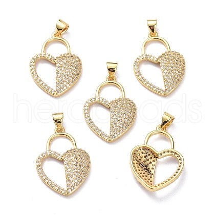 Brass Micro Pave Clear Cubic Zirconia Pendants ZIRC-L100-126G-1