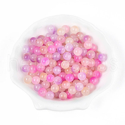Spray Painting Imitation Jade Glass Beads GLAA-L046-8mm-03B-1