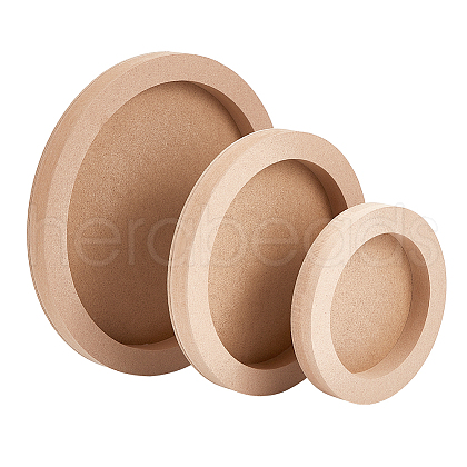 3Pcs 3 Style Flat Round Wooden Picture Frames TOOL-WH0118-17-1