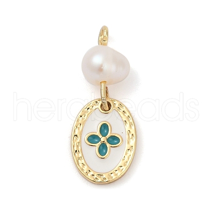 Natural Cultured Freshwater Pearl & Brass Pendants KK-U062-14G-03-1