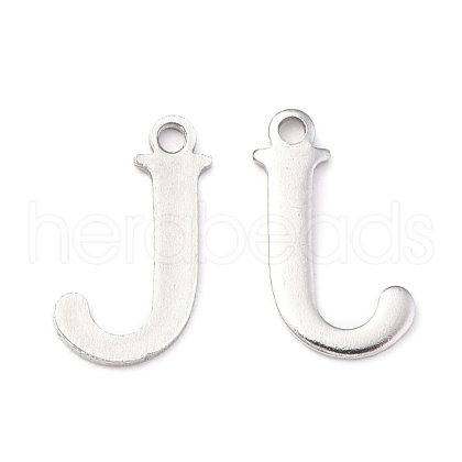 Tarnish Resistant 304 Stainless Steel Alphabet Charms STAS-H122-J-P-1