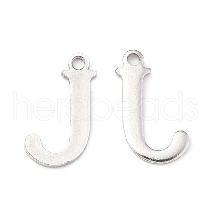 304 Stainless Steel Alphabet Charms STAS-H122-J-P-1