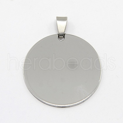 DIY Materials 201 Stainless Steel Flat Round Hand Stamping Blank Tag Pendants X-STAS-O044-125-1