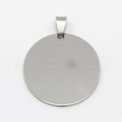 Tarnish Resistant DIY Materials 201 Stainless Steel Flat Round Hand Stamping Blank Tag Pendants X-STAS-O044-125-1