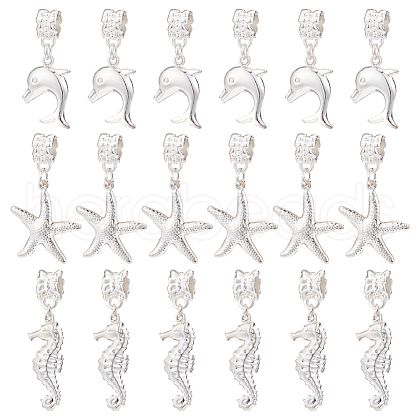 CHGCRAFT 42Pcs 3 Styles Alloy European Dangle Charms FIND-CA0005-62-1