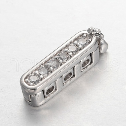 Rectangle Brass Micro Pave Cubic Zirconia Twister Clasps ZIRC-O018-08P-RS-1