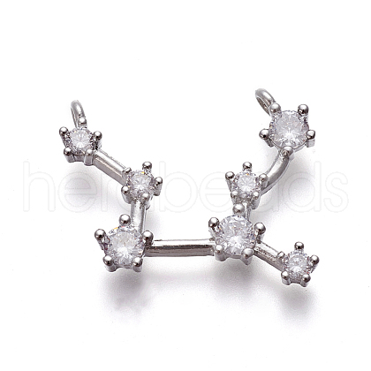 Brass Micro Pave Cubic Zirconia Pendants X-ZIRC-F099-20P-07-1