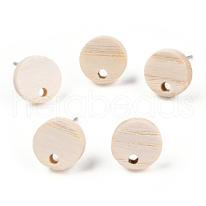 Ash Wood Stud Earring Findings EJEW-TAC0021-08-1