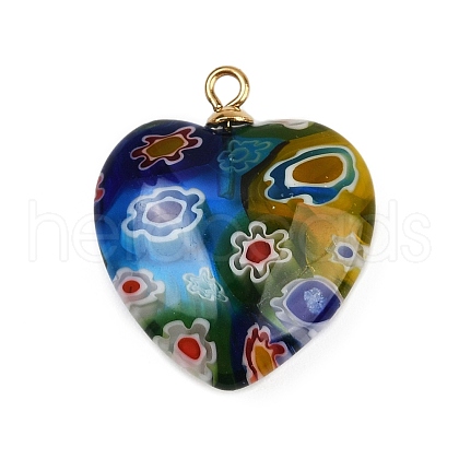 Handmade Millefiori Lampwork Heart Pendants LAMP-L080-01P-03-1