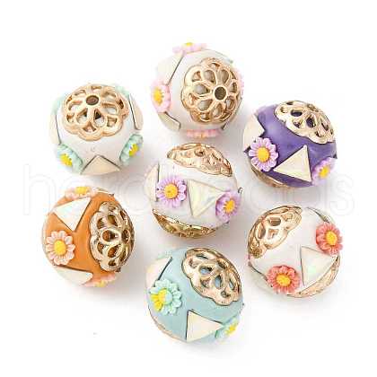 Handmade Resin Indonesia Round Beads IPDL-P005-04KCG-M-1