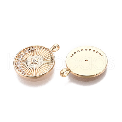 Brass Micro Pave Clear Cubic Zirconia Pendants KK-C005-07G-1