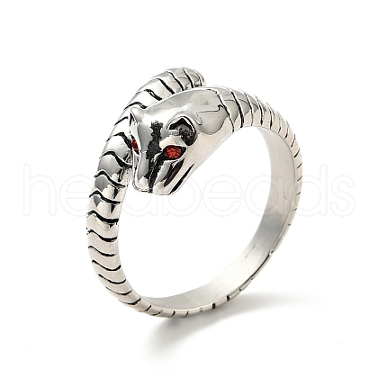 Light Siam Rhinestone Leopard Finger Ring RJEW-C030-04D-AS-1