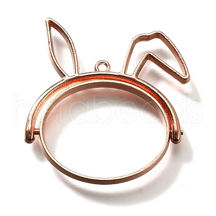 Rabbit Rotatable Alloy Swivel Open Back Bezel Pendants PALLOY-I223-19RG-1
