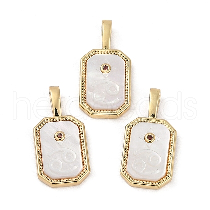 Rack Plating Brass Micro Pave Cubic Zirconia Pendants KK-U032-90G-12-1